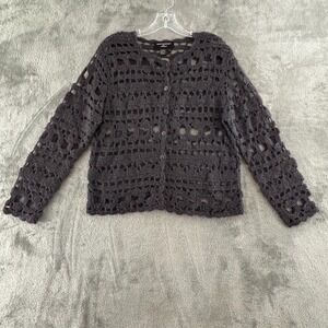 Sadimara Colette Mordo Crochet Cardigan Sweater S Gray Mohair‎ Blend Button